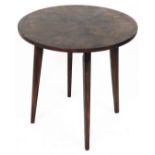 A 20thC occasional table, with circular top on quadruple tapering legs, 60cm high, 60cm diameter.