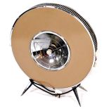 A vintage Art Deco Flying Saucer Sofono heater, serial no. 617ABB, design no. 895339 on spoked legs,