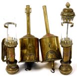 A late 19thC brass clockwork roasting jack, marked John Linwood warranted of cylindrical form with h