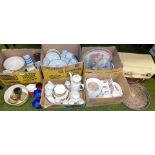 Various decorative china and effects, part tea services, coffee service, brown scroll and floral pat