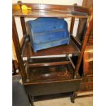 An early 20thC oak dinner wagon, 79cm high, 62cm wide, 39cm deep, desk tidy and a further dinner wag