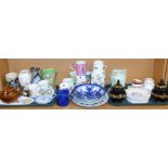 Decorative china and effects, boxed and other mugs, to include Land Rover, Wedgwood Bunnykins plate