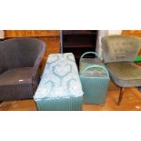 Various Lloyd Loom style furnishings, nursing chair, Lloyd Loom Lusty blanket box, 44cm high, 95cm w