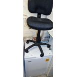 A Bush single chest style freezer, 85cm high, 57cm wide, 52cm deep, and a swivel office chair, with