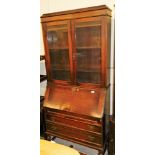 A 20thC bureau bookcase, 200cm high, 92cm wide, 41cm deep.