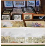 Various decorative prints, pictures, frames, decorative still life, Continental scenery, woodland sc