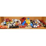 Various die-cast vehicles, etc., a Majorette limousine, Lamborghini, Matchbox, Superking's, Jaguar,