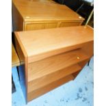 A teak cabinet and an open bookcase, 95cm high, 93cm wide, 29cm deep.