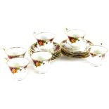 A Royal Albert Old Country Roses pattern part tea service, to include six cups, saucers and plates.