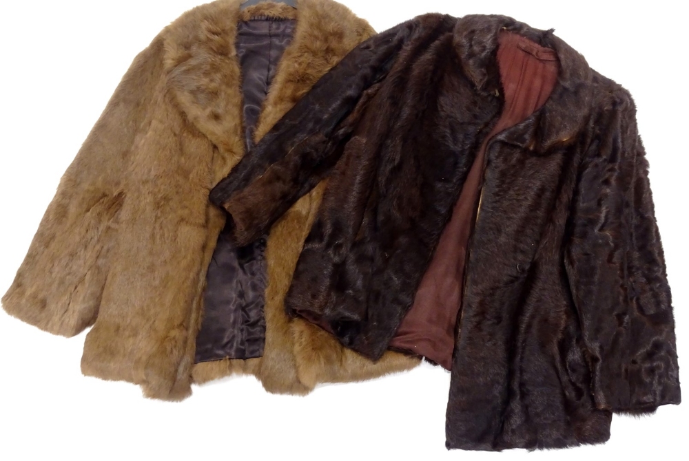 A half length French rabbit fur coat, and another.