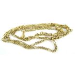 A 9ct gold fancy link chain, with graduated link design, and single clip clasp, 64cm long overall,