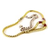 A silver curb link bracelet, 29.8g, and an Orena Paris gold plated necklace. (2)