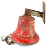 A George V red painted fire bell, with bracket, 22cm diameter.