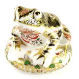 A Royal Crown Derby Old Imari frog paperweight ornament, no 4293/4500, silver stopper, printed marks