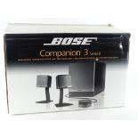 A Bose companion three series two multimedia speaker system, in original box and packaging.