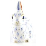 A Royal Crown Derby snowy rabbit paperweight ornament, designed by June Branscombe, faceted gilt