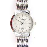 A stainless steel Rotary gent's wristwatch, with white dial, blue seconds hand and date apeture,