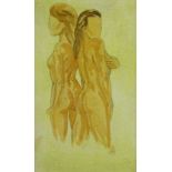 •20thC School. Female nude studies, oil on board, pair, initialled, 58cm x 33.5cm.