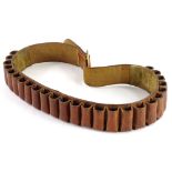A leather ammunition belt, with brass buckle, unmarked.