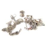 Various silver and other jewellery, comprising a silver floral pendant set with central cultured