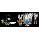 A collection of items, to include Killarny Crystal vases, ash tray, clock, Wedgwood blue