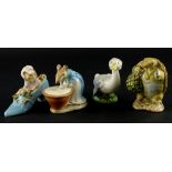 Four Beswick Beatrix Potter figures, Mr Older Man Ptolemy, Rebecca Puddle-duck, Anna Maria and The