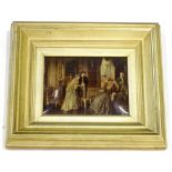 A late 19th/ early 20thC crystoleum, printed with an interior scene with figures, within a French
