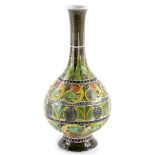 A later 19th/early 20thC art pottery bottle shaped vase, decorated with bands of thistles and
