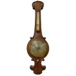 Andrews, Grantham. A Victorian rosewood wheel barometer, with thermometer and silvered dial, 91cm