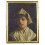 Late 19thC Continental School. Portrait of a lady, oil on board, 32cm x 22cm.