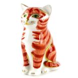 A Royal Crown Derby kitten paperweight ornament, gilt stopper, printed marks beneath, 9cm high.