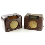 A Bush brown Bakelite radio, 29cm wide and another similar.