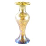 A Loetz Candia Papillon glass vase, of baluster shape with waisted support and domed foot, 27cm
