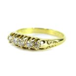 An 18ct gold diamond ring, set with five round brilliant cut diamonds, of graduated size from the