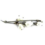 A blister pearl and marquasite floral brooch, the four leaf design comprised of blister pearls, with