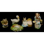 A collection of Royal Albert and Beswick Beatrix Potter figurines, to include Appley Dapply, Rebecca
