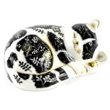 A Royal Crown Derby Collectors Guild Misty cat paperweight ornament, gilt stopper, printed marks