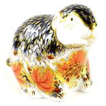 A Royal Crown Derby riverbank beaver paperweight ornament, limited edition number 2159/5000, dated