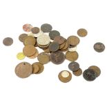A quantity of coins, to include a 19th token Kirkcaldie and Stains, a 1939 half dollar, etc.