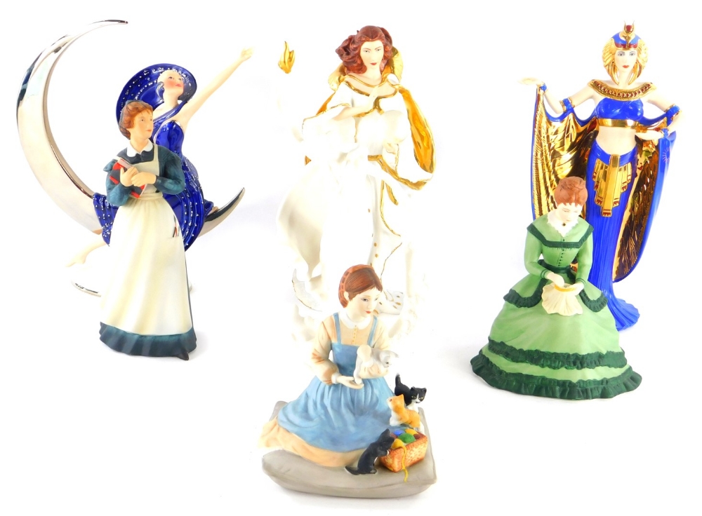 A Franklin Mint Power figure, 27cm high, a Franklin Mint Little Women figure Beth, Liberty parian
