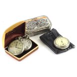 A collection of base metal pocket watches, to include a military watch labelled GS/TP, XXP56587, a