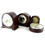 A collection of four Bakelite mantle clocks, makers to include Enfield, Smiths etc, one example