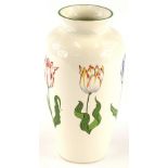 A Tiffany and Co Tiffany tulip pattern vase, with printed design of tulips in various colours,