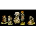 Five Beswick Beatrix Potter figures, Lady Mouse, Miss Moppet, Johnny Town Mouse, Foxy Whiskered