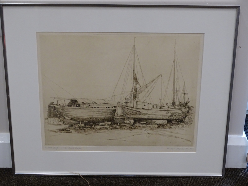 *Michael Chaplin (American). Two Dutch Barges, etching, first state Proof, 35cm x 45cm. - Image 2 of 4