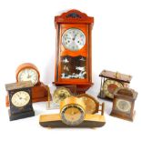 A collection of clocks and timepieces, to include a Chinese Polaris 15-day wall clock, various