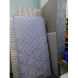 Various beds, divan style bases, floral single mattress, 93cm wide, etc. (a quantity).