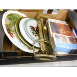 Miscellaneous items, to include hunting plates, brass scales, place mats, etc.