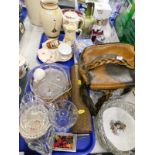 Decorative china and effects, to include Goss ware, vase, hot water jugs, lady's leather handbag,