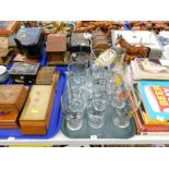 Miscellaneous boxes, etc., to include Alpine souvenirs, piano shaped lacquered box, various glasses,